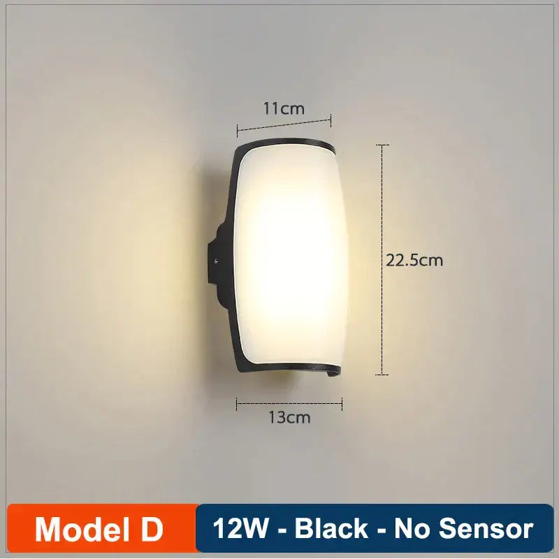 Black Glass Wall Lamp Radar Sensor Outdoor