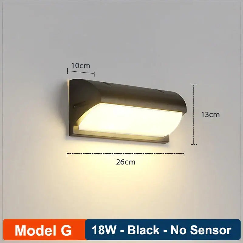 Black Glass Wall Lamp Radar Sensor Outdoor