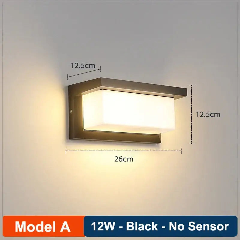 Black Glass Wall Lamp Radar Sensor Outdoor