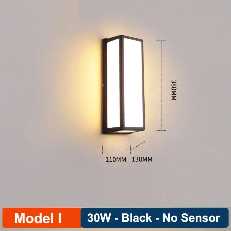 Black Glass Wall Lamp Radar Sensor Outdoor