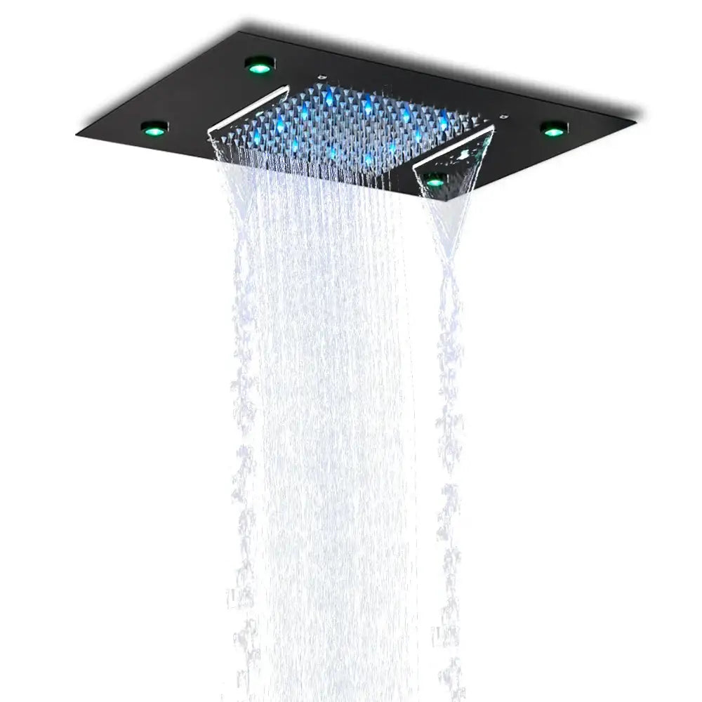 Black Rainfall LED Shower Head