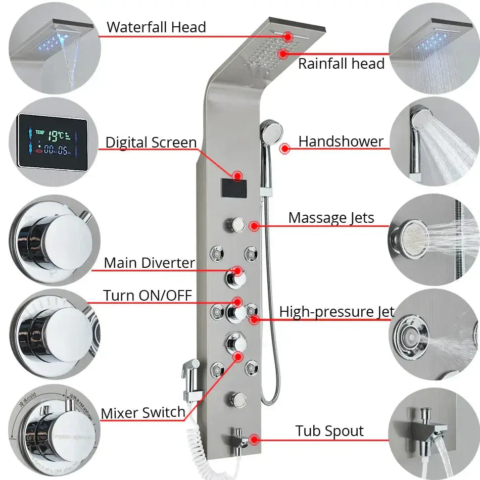 Black Brushed Shower Panel