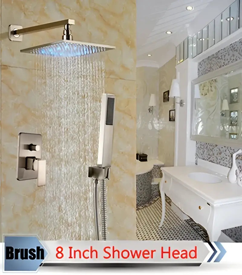 Nickel LED Rainfall Shower 16-Inch Design