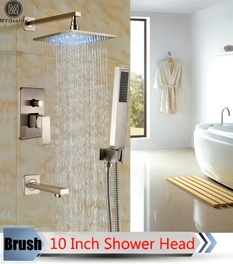 Nickel LED Rainfall Shower 16-Inch Design
