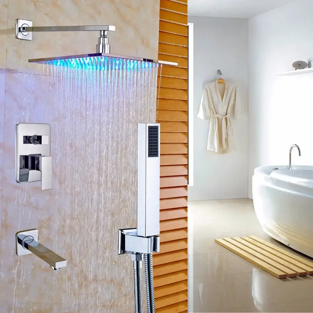 Nickel LED Rainfall Shower 16-Inch Design