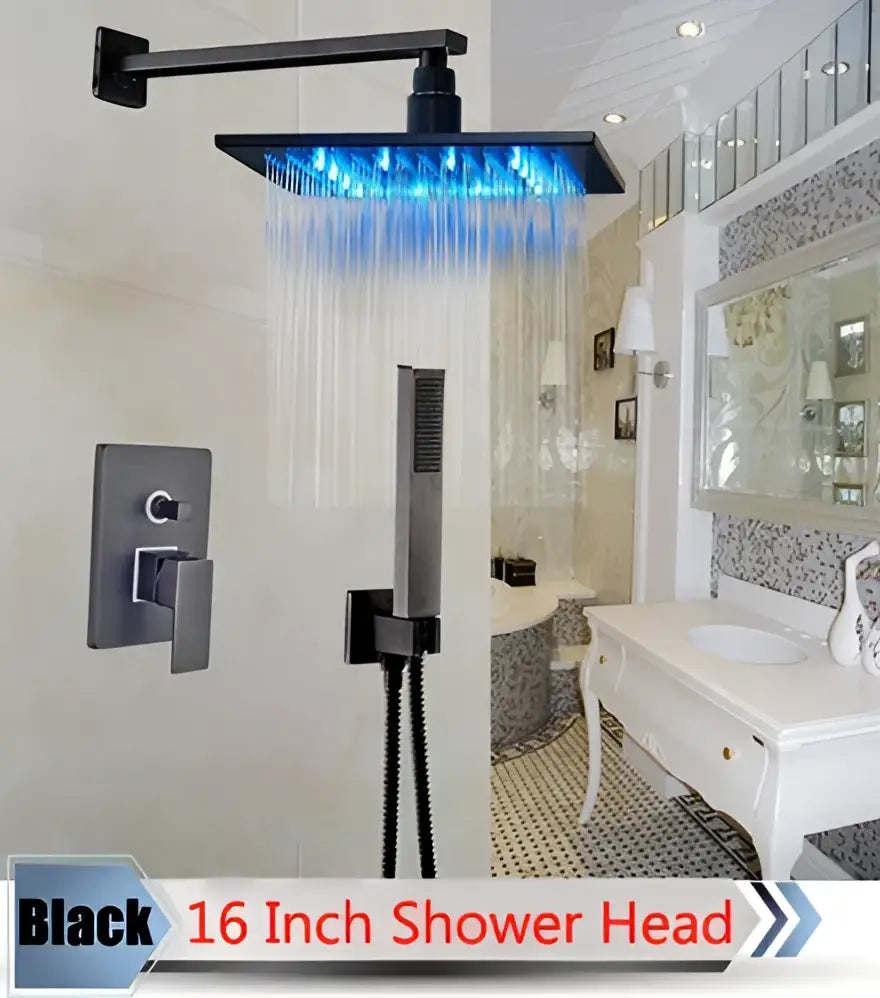 Nickel LED Rainfall Shower 16-Inch Design