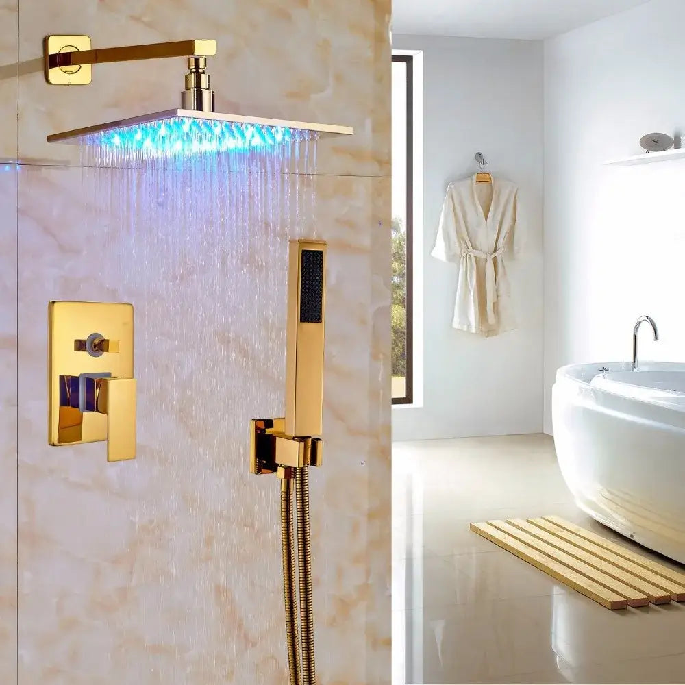 Nickel LED Rainfall Shower 16-Inch Design