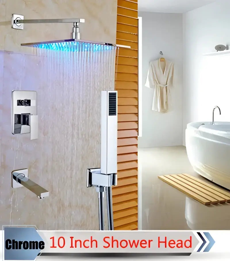 Nickel LED Rainfall Shower 16-Inch Design