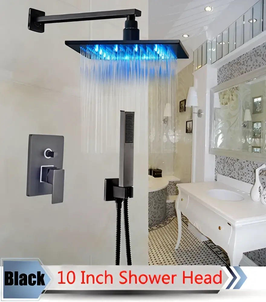 Nickel LED Rainfall Shower 16-Inch Design