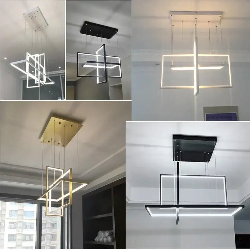 Black Rectangle Pendant Light App Dimmable