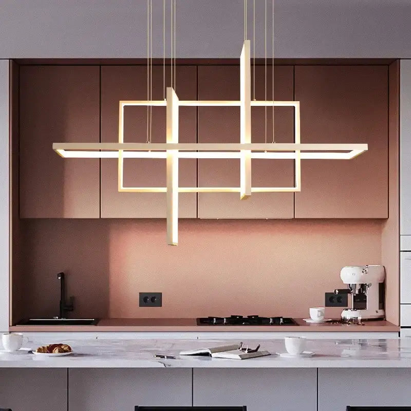 Black Rectangle Pendant Light App Dimmable
