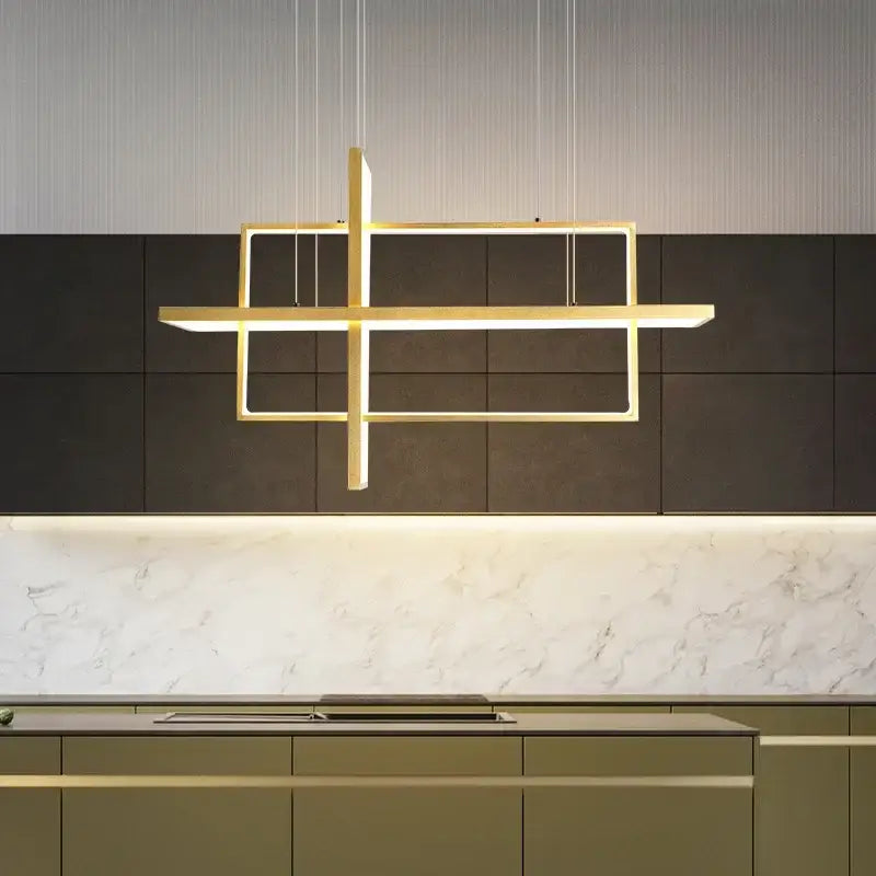 Black Rectangle Pendant Light App Dimmable
