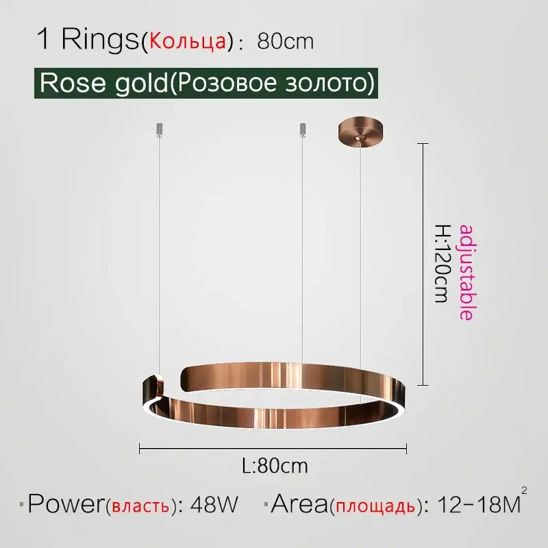 Gold LED Ring Chandelier Nordic Rose Gold
