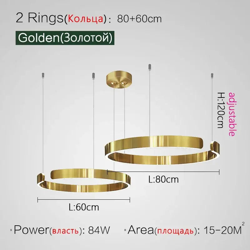 Gold LED Ring Chandelier Nordic Rose Gold
