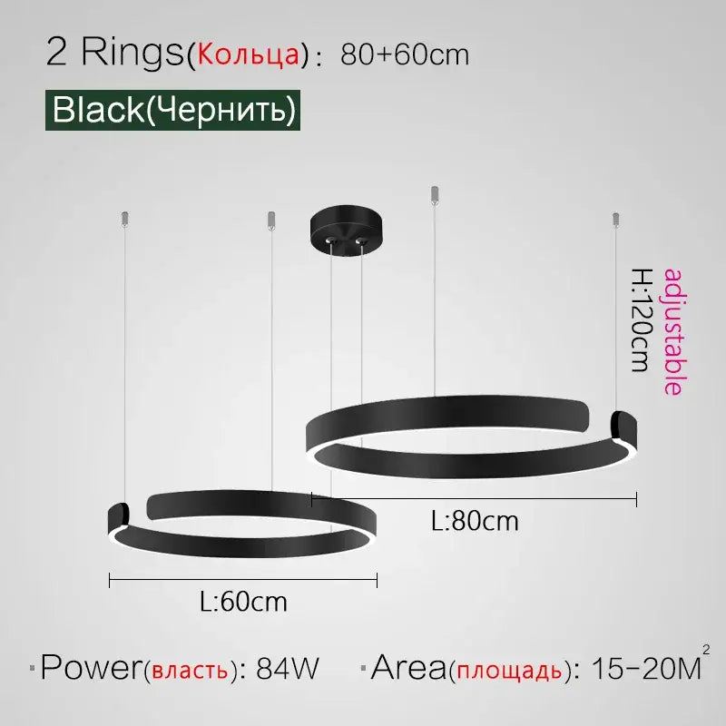 Gold LED Ring Chandelier Nordic Rose Gold