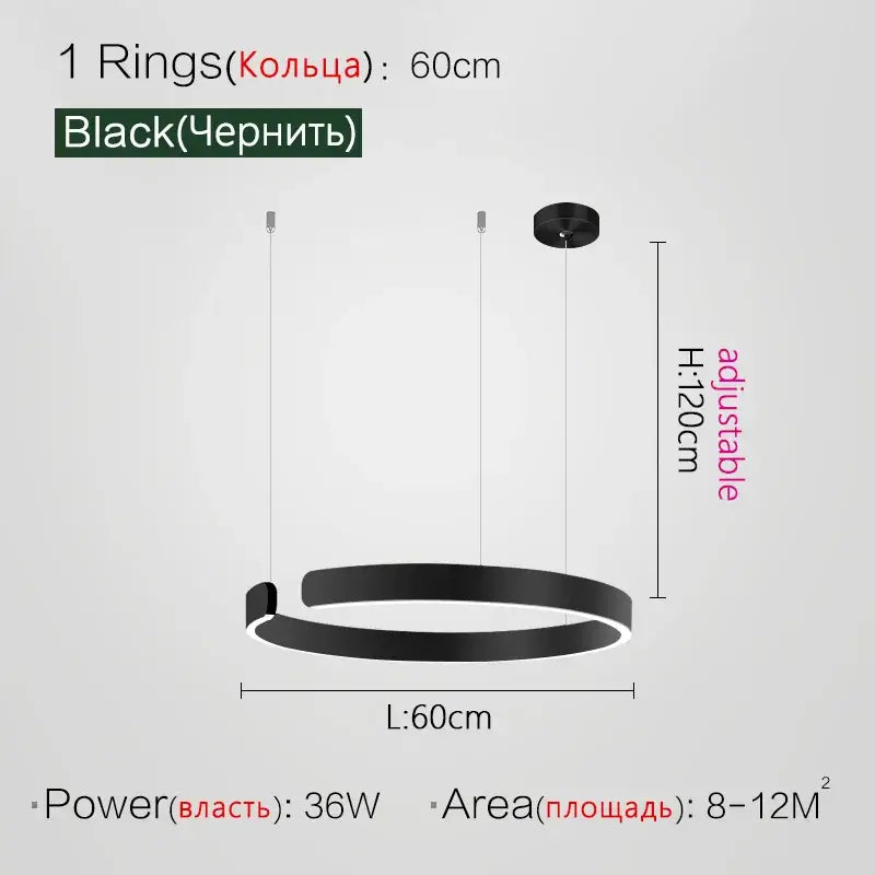 Gold LED Ring Chandelier Nordic Rose Gold