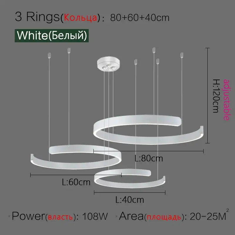 Gold LED Ring Chandelier Nordic Rose Gold