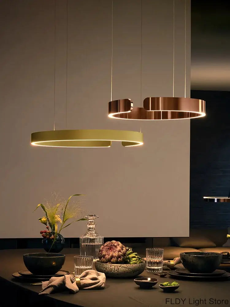 Gold LED Ring Chandelier Nordic Rose Gold