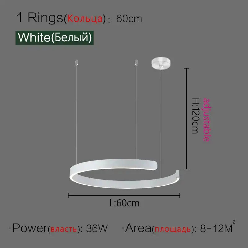 Gold LED Ring Chandelier Nordic Rose Gold