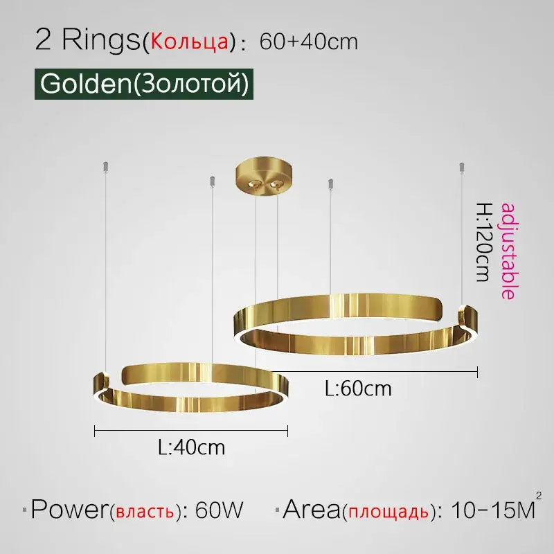 Gold LED Ring Chandelier Nordic Rose Gold