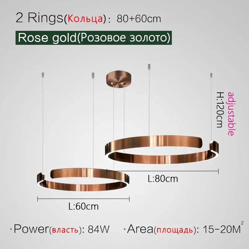 Gold LED Ring Chandelier Nordic Rose Gold
