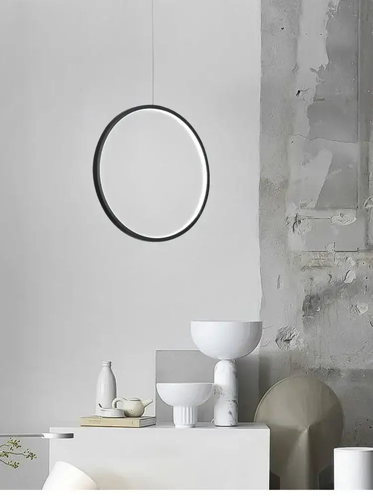 Black Ring LED Chandelier 100cm Design