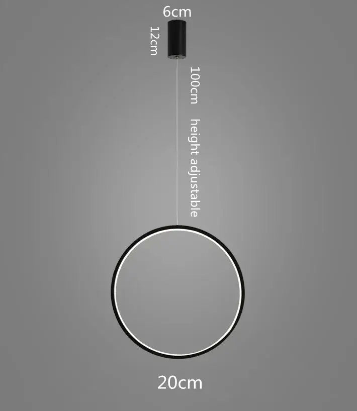 Black Ring LED Chandelier 100cm Design