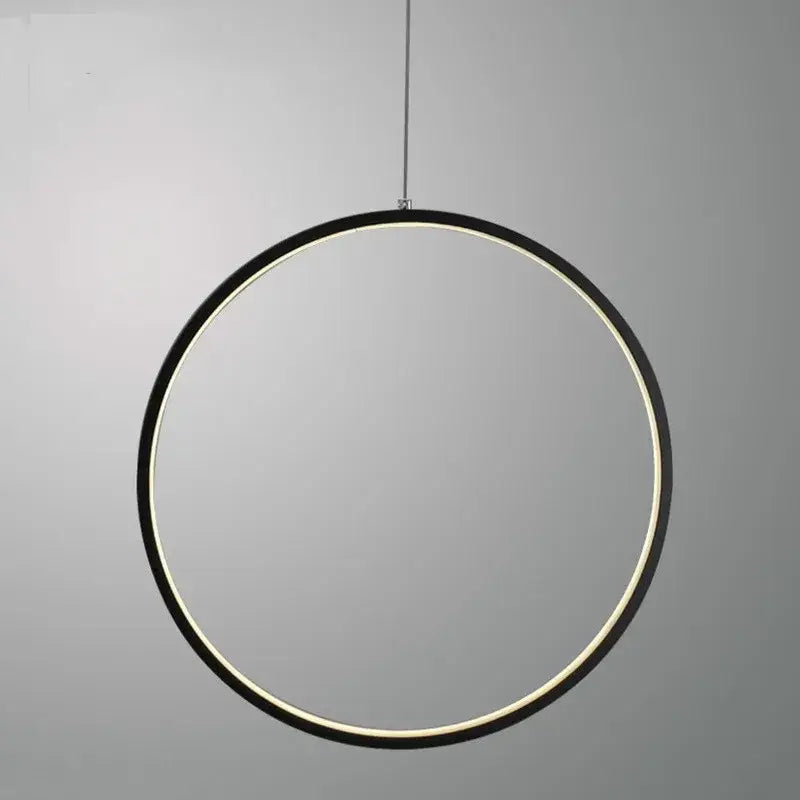 Black Ring LED Chandelier 100cm Design