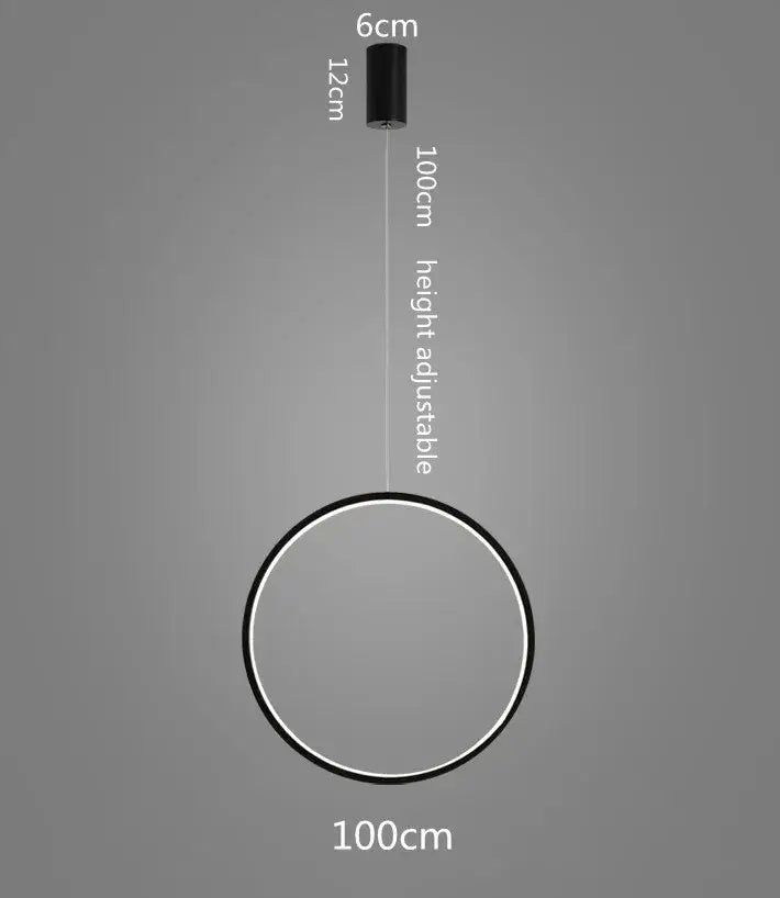 Black Ring LED Chandelier 100cm Design