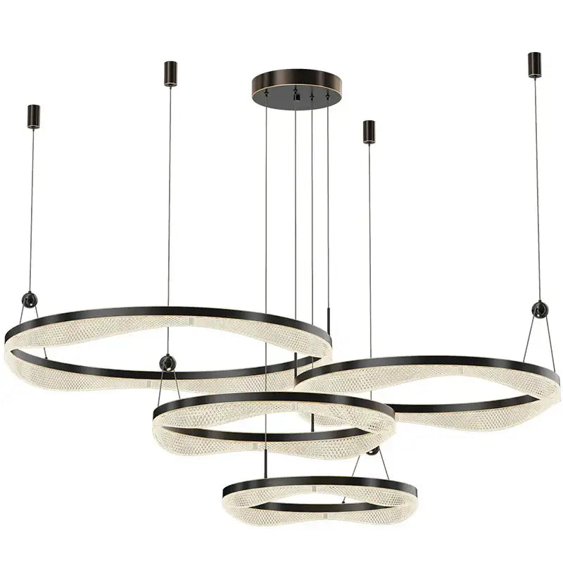 Gold LED Ring Chandelier Tricolor Interlocking