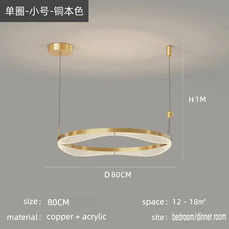Gold LED Ring Chandelier Tricolor Interlocking
