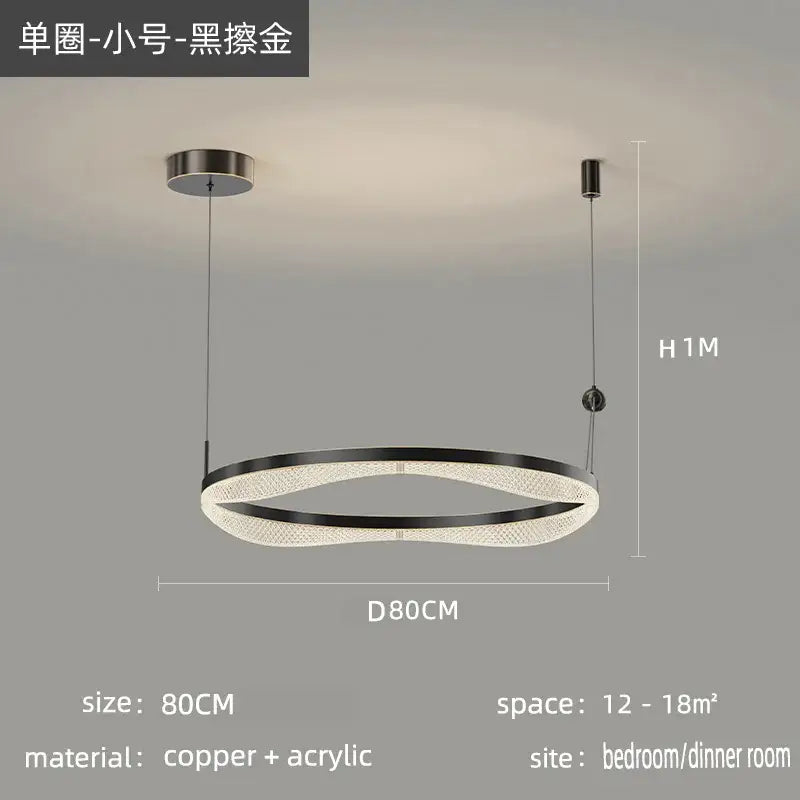 Gold LED Ring Chandelier Tricolor Interlocking
