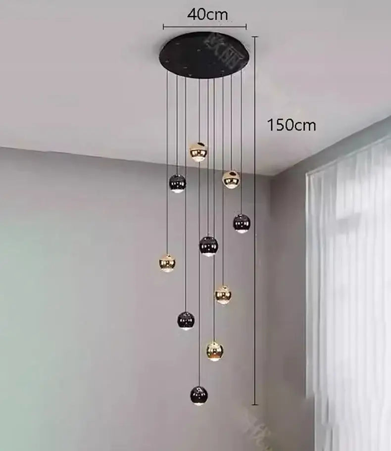 Black Gold Globe Chandelier 8-60 Heads