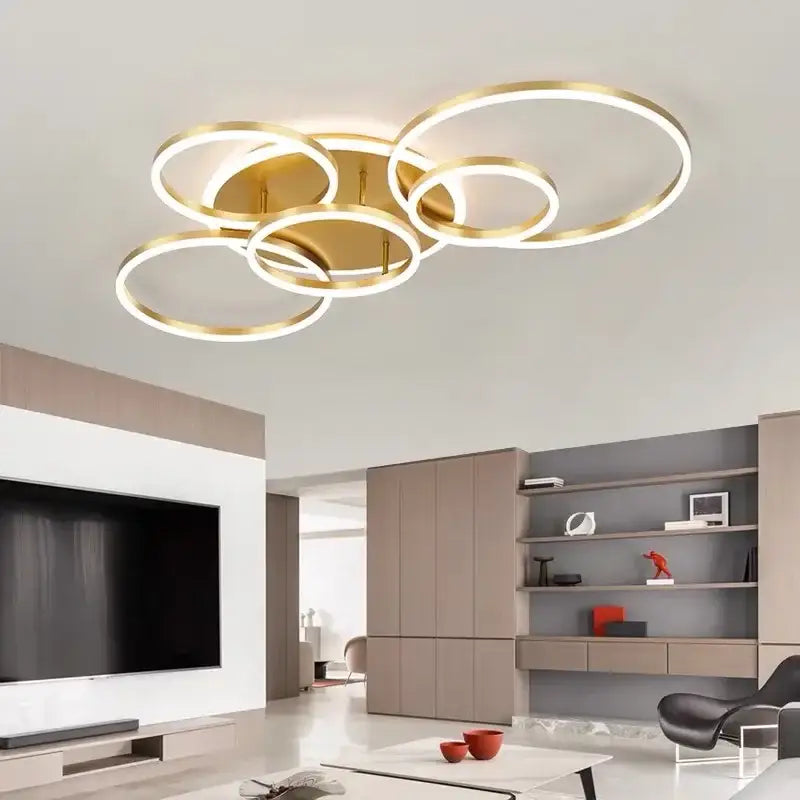 Gold Round Ceiling Chandelier Circle Ring Design