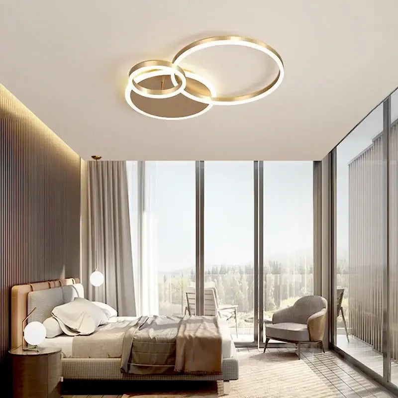 Gold Round Ceiling Chandelier Circle Ring Design