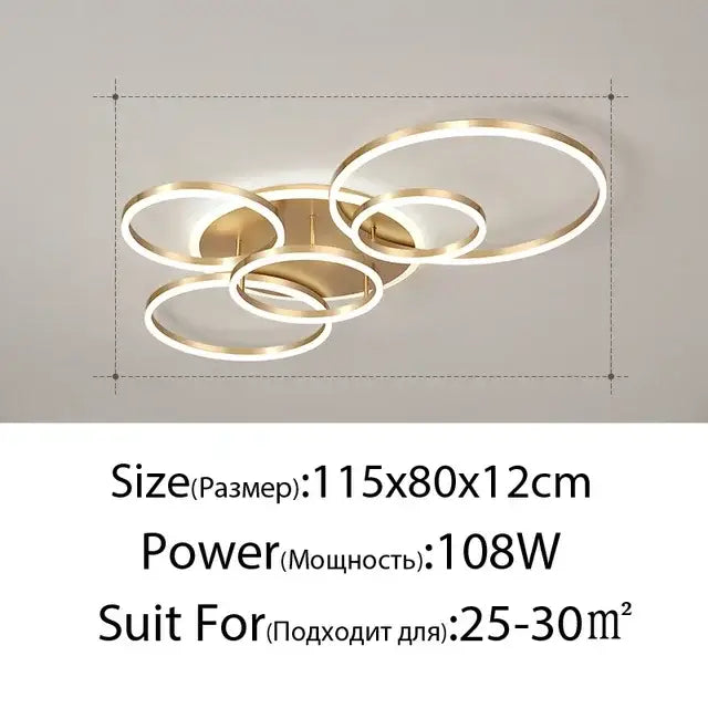 Gold Round Ceiling Chandelier Circle Ring Design
