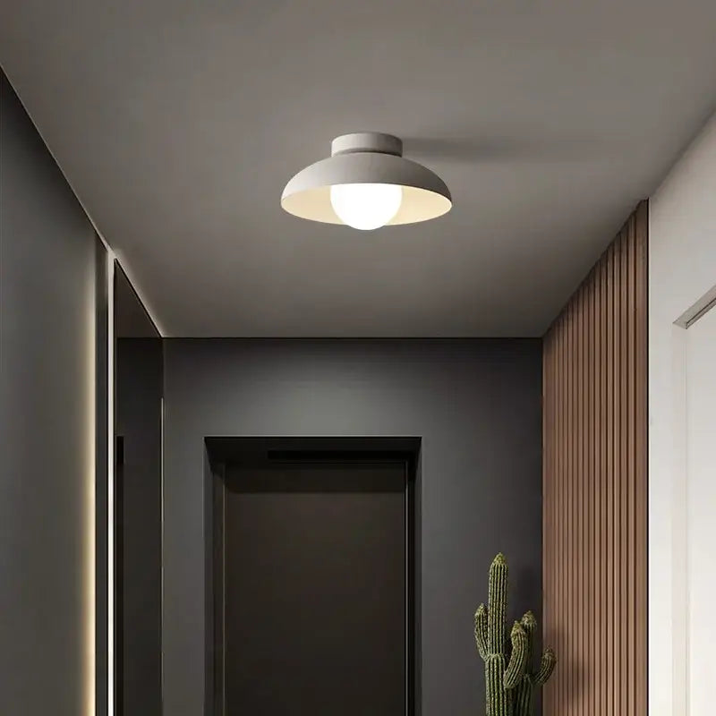 White Round Ceiling Light Minimalist Bedroom