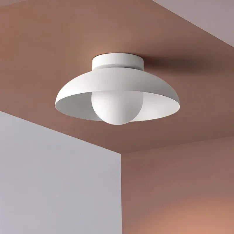 White Round Ceiling Light Minimalist Bedroom