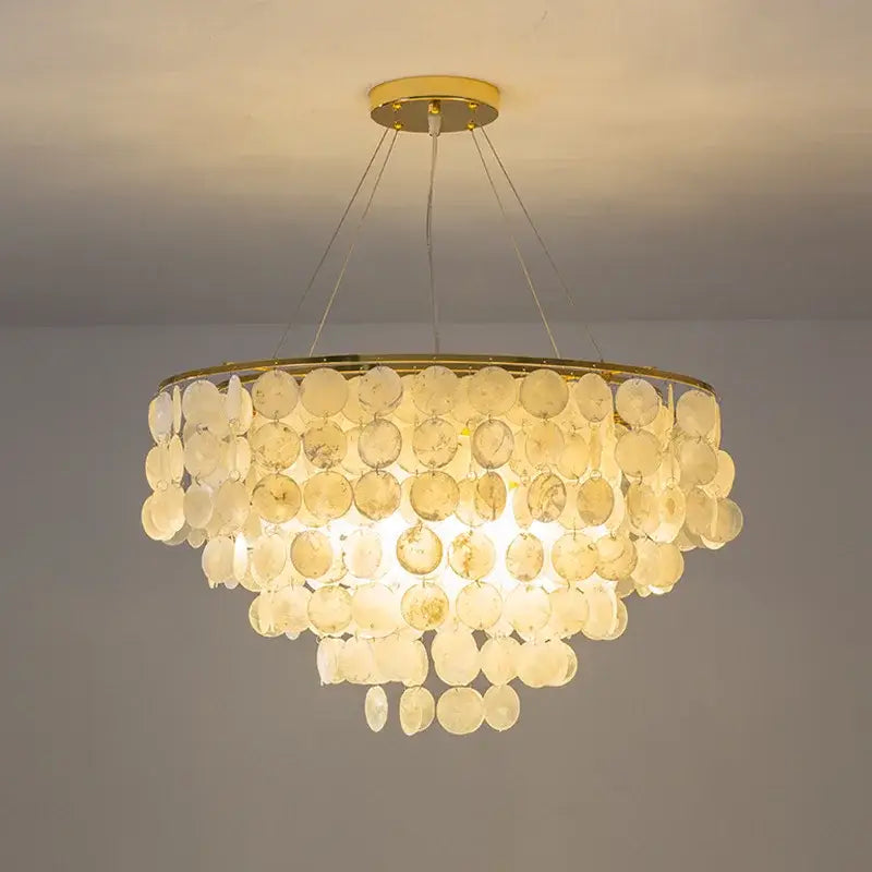Gold Shell LED Chandelier Tri-Color Glow