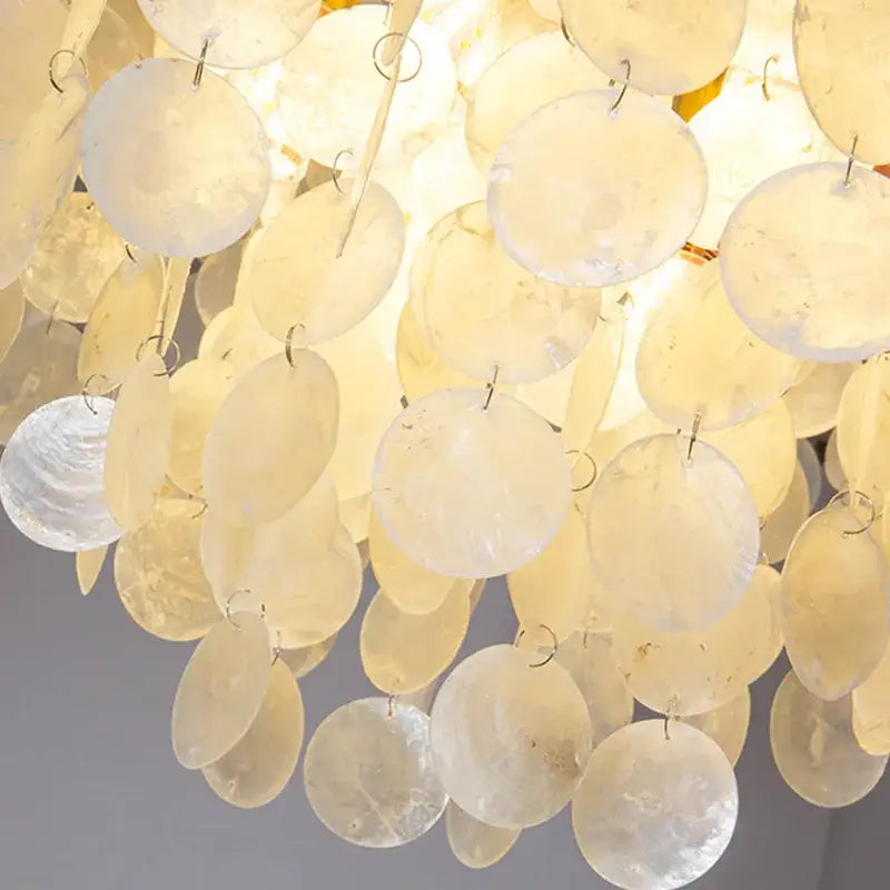Gold Shell LED Chandelier Tri-Color Glow