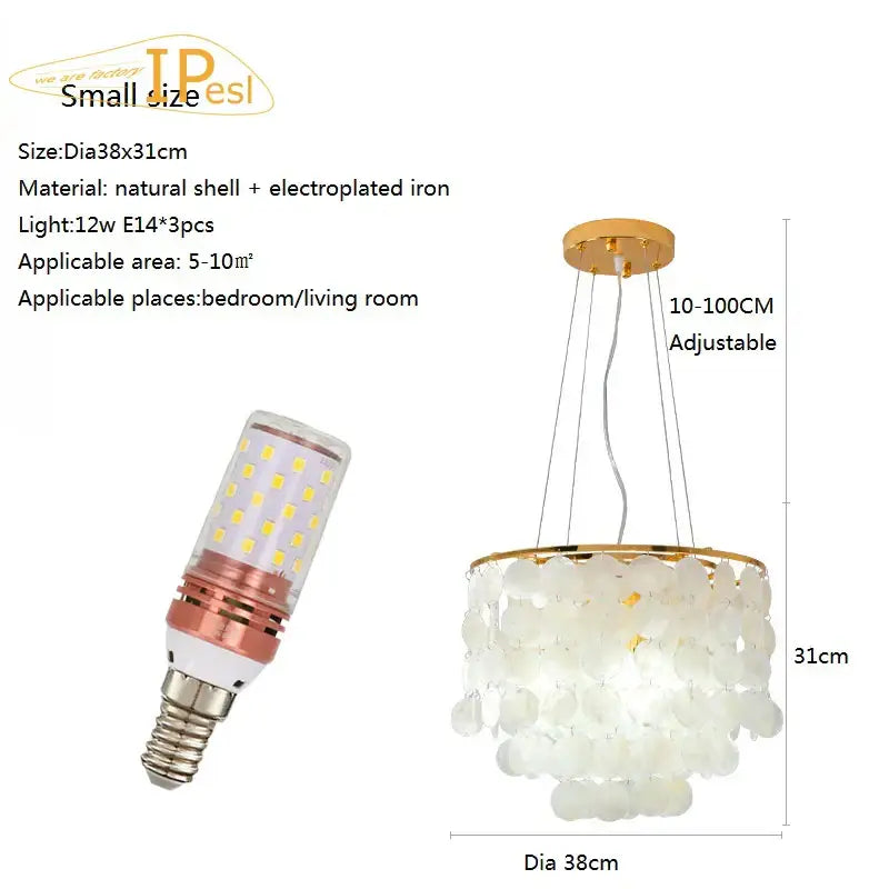 Gold Shell LED Chandelier Tri-Color Glow