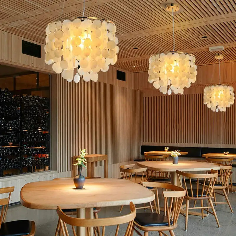 Gold Shell LED Chandelier Tri-Color Glow