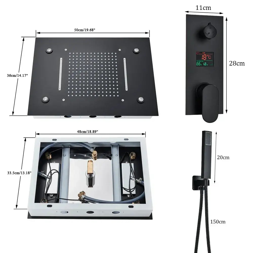 Black LED Shower Set