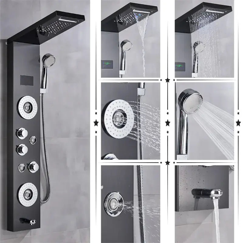 Black Chrome Shower Panel