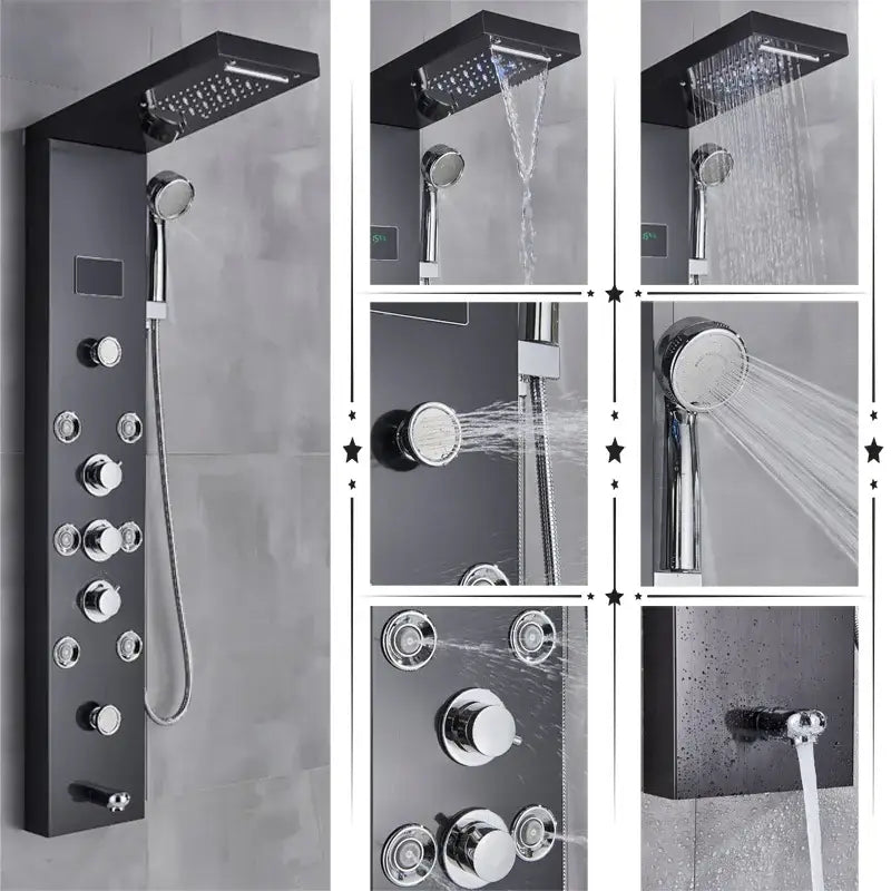 Black Chrome Shower Panel