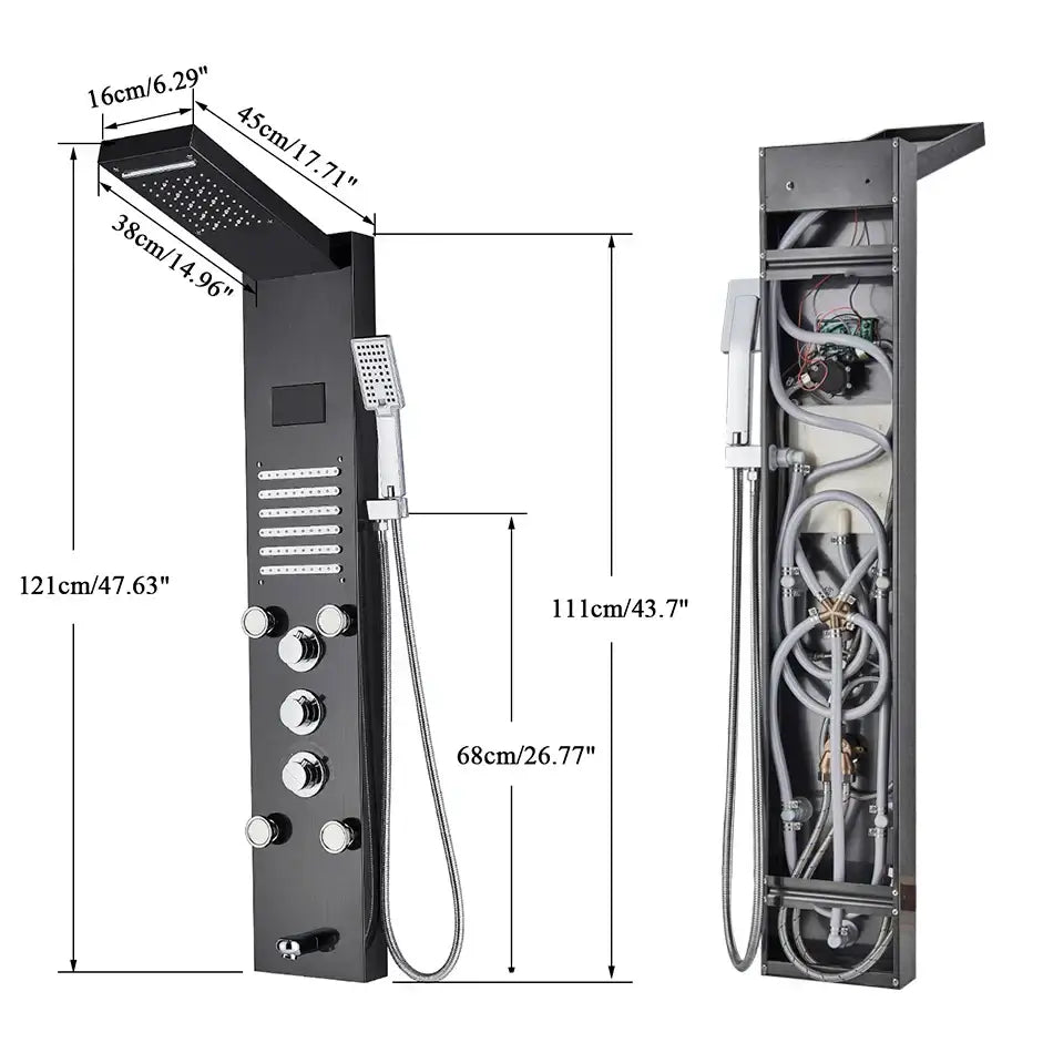 Black Chrome Shower Panel