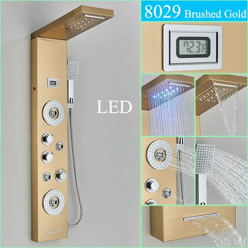 Black LED Shower Panel Spa-Like Design