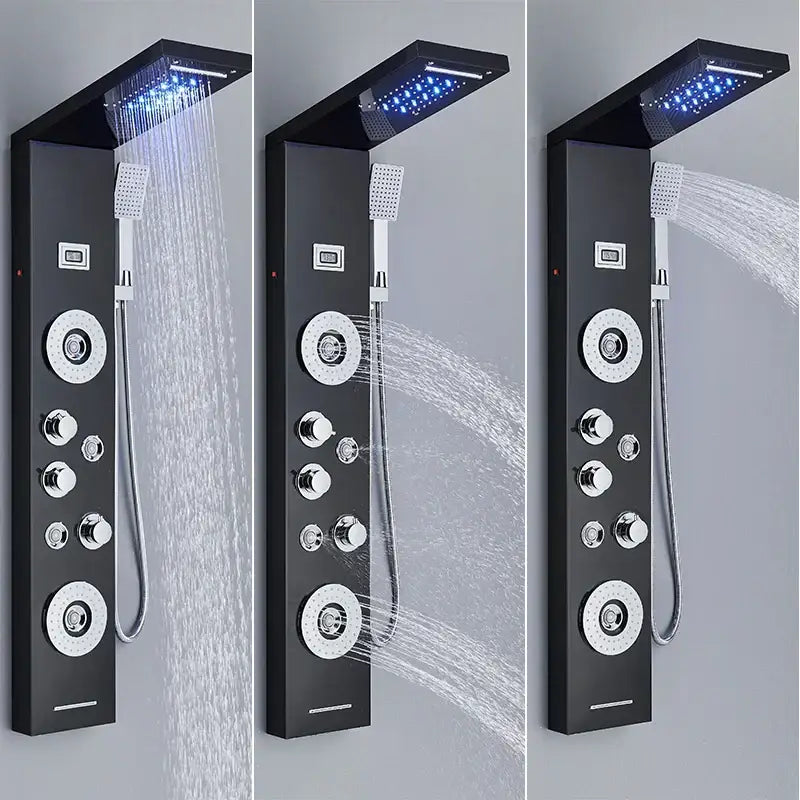 Black LED Shower Panel Spa-Like Design