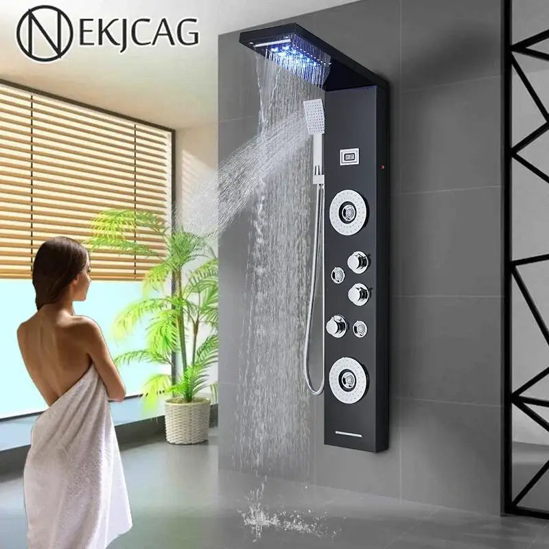 Black LED Shower Panel Spa-Like Design