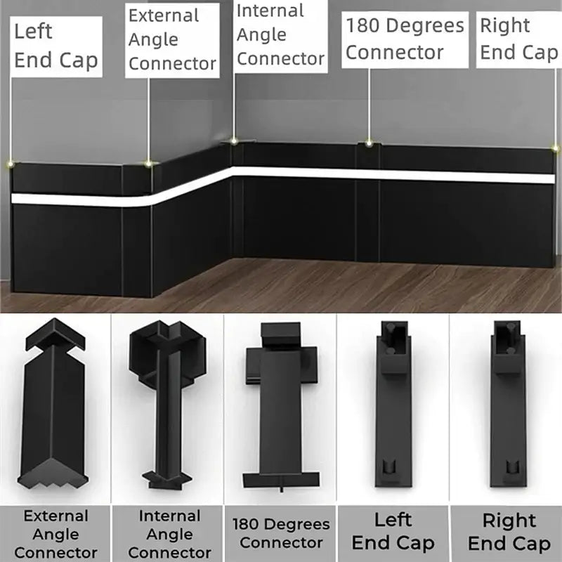 Black Aluminum Baseboard Light